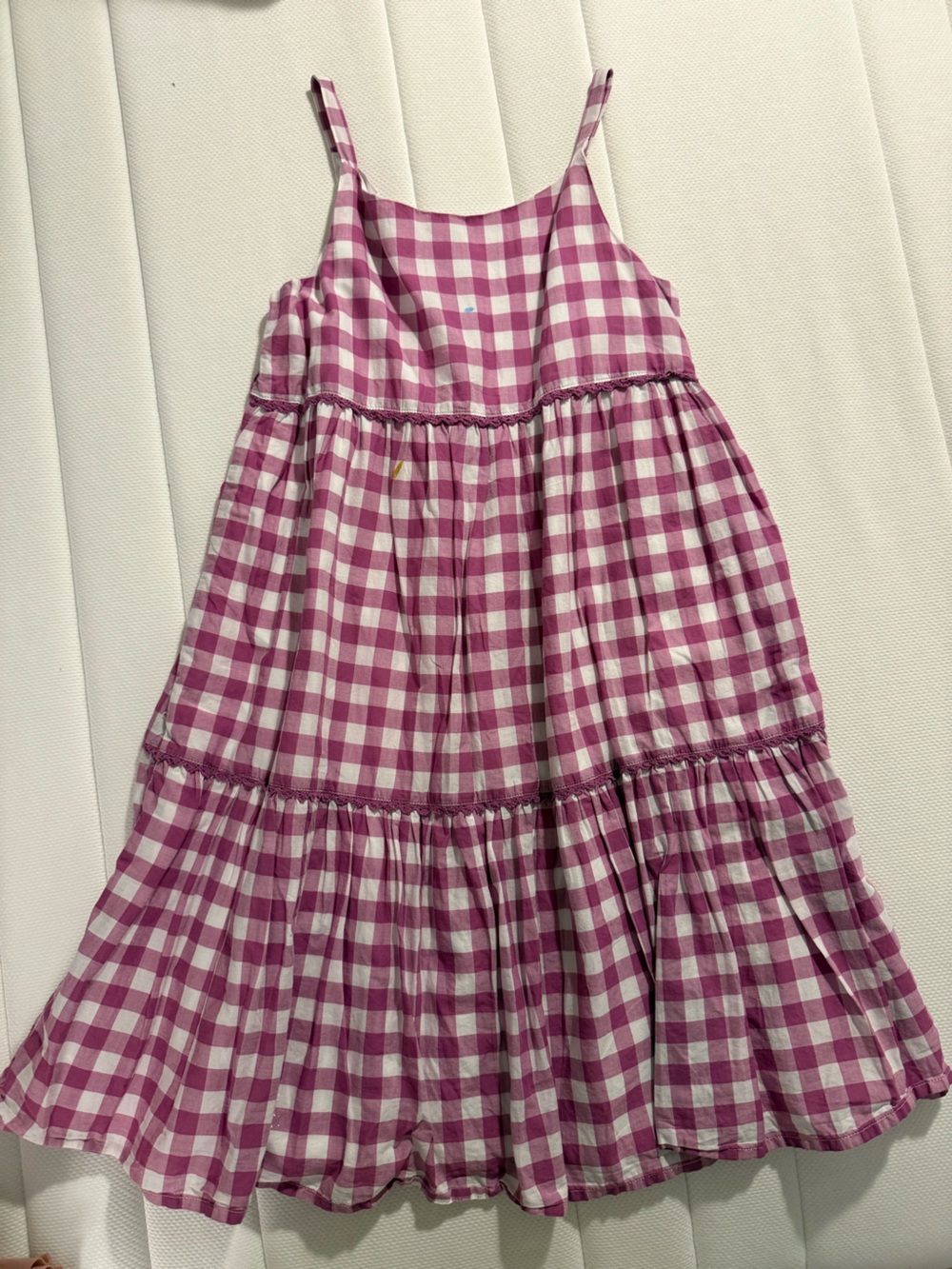 Janie and Jack Pink and White Gingham Tiered Sundress